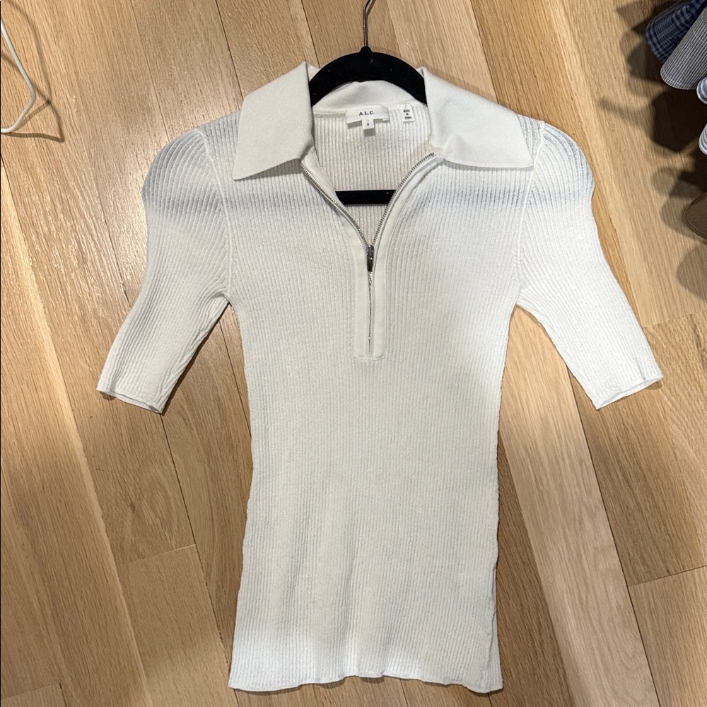 A.l.c cooper half zip short sleeve cotton shirt